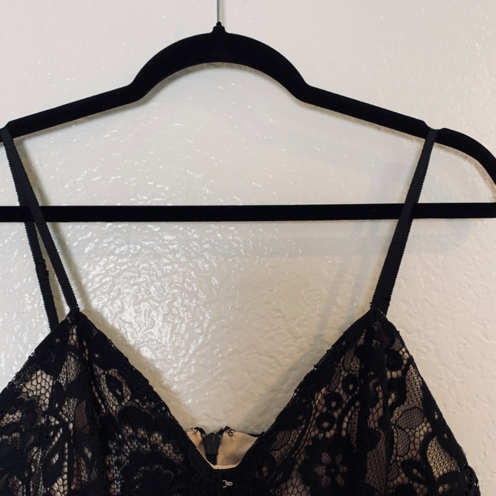 Topshop Bustier Mini Dress Hook And Eye Corset Look Black Lace Size 10 Coquette - Picture 4 of 16